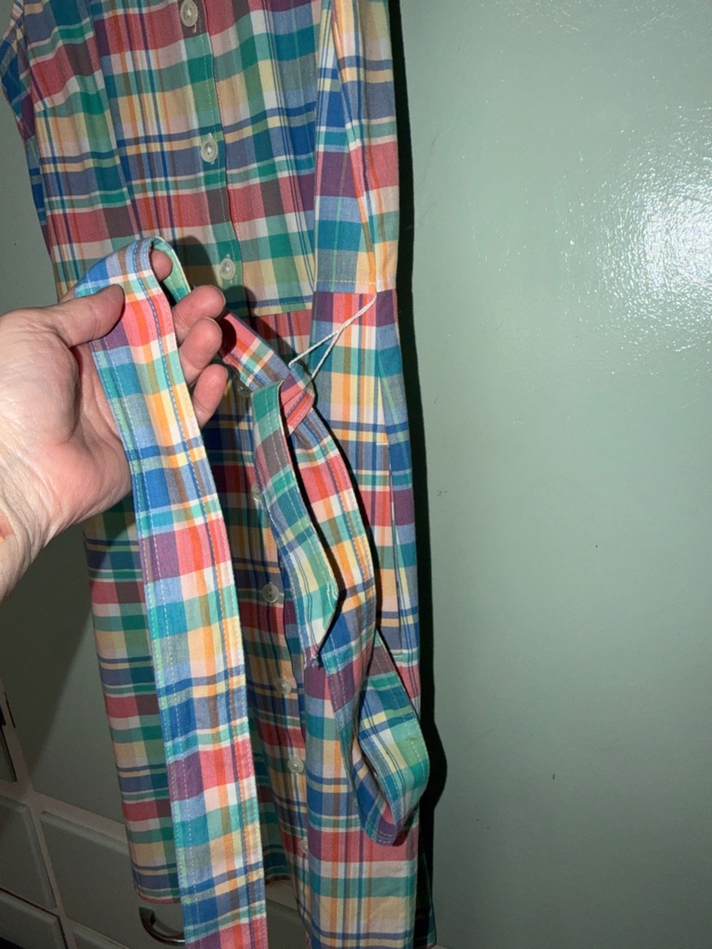Lands End pink,yellow, blue & green Plaid Dress Excellent like NEW SIZE 4 - Picture 3 of 11